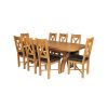 Country Oak 230cm Cross Leg Oval Table and 8 Grasmere Brown Leather Chairs - 2