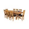 Country Oak 230cm Cross Leg Oval Table and 8 Grasmere Brown Leather Chairs - 5