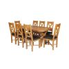 Country Oak 230cm Cross Leg Oval Table and 8 Grasmere Brown Leather Chairs - 6