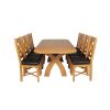 Country Oak 230cm Cross Leg Oval Table and 8 Grasmere Brown Leather Chairs - 7