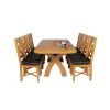 Country Oak 230cm Cross Leg Oval Table and 8 Grasmere Brown Leather Chairs - 8