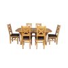 Country Oak 230cm Cross Leg Oval Table and 6 Windermere Brown Leather Chairs - 3