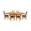 Country Oak 230cm Cross Leg Oval Table and 6 Windermere Brown Leather Chairs - 4