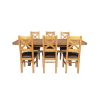 Country Oak 230cm Cross Leg Oval Table and 6 Windermere Brown Leather Chairs - 5