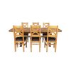 Country Oak 230cm Cross Leg Oval Table and 6 Windermere Brown Leather Chairs - 5