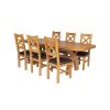 Country Oak 230cm Cross Leg Oval Table and 6 Windermere Brown Leather Chairs - 2