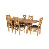 Country Oak 230cm Cross Leg Oval Table and 6 Windermere Brown Leather Chairs - 7