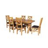 Country Oak 230cm Cross Leg Oval Table and 6 Windermere Brown Leather Chairs - 8