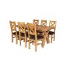 Country Oak 230cm Cross Leg Oval Table and 6 Windermere Brown Leather Chairs - 9