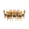 Country Oak 230cm Cross Leg Oval Table and 8 Windermere Brown Leather Chairs - 4