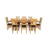 Country Oak 230cm Cross Leg Oval Table and 8 Windermere Brown Leather Chairs - 3