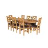 Country Oak 230cm Cross Leg Oval Table and 8 Windermere Brown Leather Chairs - 2