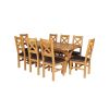 Country Oak 230cm Cross Leg Oval Table and 8 Windermere Brown Leather Chairs - 5