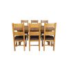 Country Oak 230cm Cross Leg Oval Table and 6 Chester Brown Leather Chairs - 6
