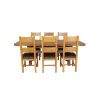 Country Oak 230cm Cross Leg Oval Table and 6 Chester Brown Leather Chairs - 4