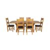 Country Oak 230cm Cross Leg Oval Table and 6 Chester Brown Leather Chairs - 5