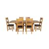 Country Oak 230cm Cross Leg Oval Table and 6 Chester Brown Leather Chairs - 5