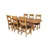 Country Oak 230cm Cross Leg Oval Table and 6 Chester Brown Leather Chairs - 2
