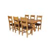 Country Oak 230cm Cross Leg Oval Table and 6 Chester Brown Leather Chairs - 7