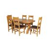 Country Oak 230cm Cross Leg Oval Table and 6 Chester Brown Leather Chairs - 8