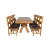 Country Oak 230cm Cross Leg Oval Table and 8 Chester Brown Leather Chairs - 6