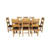 Country Oak 230cm Cross Leg Oval Table and 8 Chester Brown Leather Chairs - 4