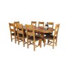 Country Oak 230cm Cross Leg Oval Table and 8 Chester Brown Leather Chairs - 2