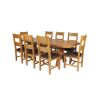 Country Oak 230cm Cross Leg Oval Table and 8 Chester Brown Leather Chairs - 7