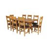 Country Oak 230cm Cross Leg Oval Table and 8 Chester Brown Leather Chairs - 8