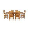 Country Oak 230cm Cross Leg Oval Table and 6 Chester Timber Seat Chair - 5