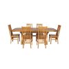 Country Oak 230cm Cross Leg Oval Table and 6 Chelsea Timber Seat Chairs - 4