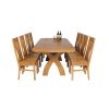 Country Oak 230cm Cross Leg Oval Table and 8 Chelsea Timber Seat Chairs - 7