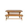 Country Oak 230cm Cross Leg Oval Table and 2 160cm Cross Leg Bench Set - 4