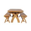 Country Oak 230cm Cross Leg Oval Table and 2 160cm Cross Leg Bench Set - 6