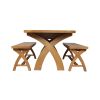 Country Oak 230cm Cross Leg Oval Table and 2 160cm Cross Leg Bench Set - 7