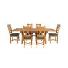 Country Oak 230cm Cross Leg Table and 6 Grasmere Brown Leather Chairs - SPRING SALE - 8