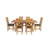 Country Oak 230cm Cross Leg Table and 6 Grasmere Brown Leather Chairs - SPRING SALE - 9