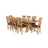 Country Oak 230cm Cross Leg Table and 8 Grasmere Brown Leather Chairs Set - SPRING SALE - 2