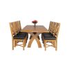 Country Oak 230cm Cross Leg Table and 8 Grasmere Brown Leather Chairs Set - SPRING SALE - 3