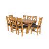 Country Oak 230cm Cross Leg Table and 8 Grasmere Brown Leather Chairs Set - SPRING SALE - 4