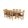 Country Oak 230cm Cross Leg Table and 8 Grasmere Brown Leather Chairs Set - SPRING SALE - 5