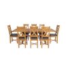 Country Oak 230cm Cross Leg Table and 8 Grasmere Brown Leather Chairs Set - SPRING SALE - 6