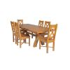 Country Oak 230cm Cross Leg Square Table and 6 Grasmere Timber Seat Chairs - 3