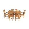 Country Oak 230cm Cross Leg Square Table and 6 Grasmere Timber Seat Chairs - 7