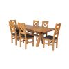 Country Oak 230cm Cross Leg Square Table and 6 Windermere Brown Leather Chairs - 3