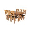 Country Oak 230cm Cross Leg Square Table and 6 Windermere Brown Leather Chairs - 4