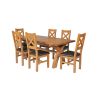 Country Oak 230cm Cross Leg Square Table and 6 Windermere Brown Leather Chairs - 5
