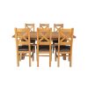 Country Oak 230cm Cross Leg Square Table and 6 Windermere Brown Leather Chairs - 7
