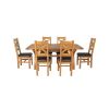 Country Oak 230cm Cross Leg Square Table and 6 Windermere Brown Leather Chairs - 9