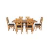 Country Oak 230cm Cross Leg Square Table and 6 Windermere Brown Leather Chairs - 9